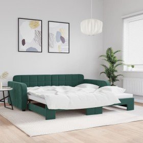 Sofá cama nido terciopelo verde oscuro 100x200 cm Sofá cama nido terciopelo verde oscuro 100x200 cm