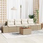 Conjunto de sofá de jardín con cojín 5 pcs Beige Poliratán