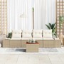 Conjunto de sofá de jardín con cojín 5 pcs Beige Poliratán