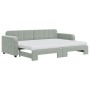 Sofá cama nido con colchón terciopelo gris claro 80x200 cm