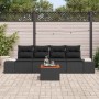 Conjunto de sofá de jardín con cojín 5 pcs Negro Poliratán