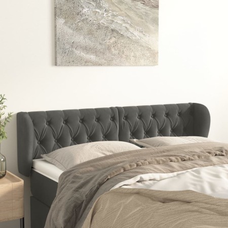 Kopfteil aus dunkelgrauem Samt, 147 x 23 x 78/88 cm von vidaXL, Kopf- und Fußteile - Ref: Foro24-3117529, Preis: 83,30 €, Rab...