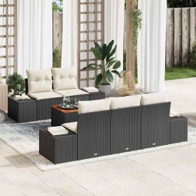 Conjunto de sofá de jardín con cojín 6 pcs Negro Poliratán Conjunto de sofá de jardín con cojín 6 pcs Negro Poliratán