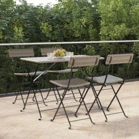 Folding cafeteria chairs 4 units steel and gray synthetic rattan by vidaXL, Garden chairs - Ref: Foro24-3152118, Price: 145,7...