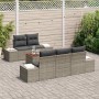 Conjunto de sofá de jardín con cojín 6 pcs Gris Poliratán