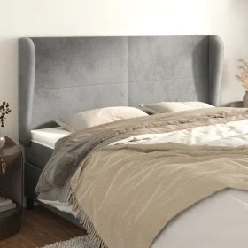 Kopfteil mit hellgrauen Samtohren 203x23x118/128 cm von vidaXL, Kopf- und Fußteile - Ref: Foro24-3117742, Preis: 114,10 €, Ra...