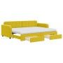 Sofá cama nido con cajones terciopelo amarillo 80x200 cm