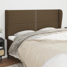 Headboard with dark brown fabric ears 203x23x118/128 cm by vidaXL, Headboards and footboards - Ref: Foro24-3117841, Price: 11...