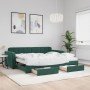 Sofá cama nido con cajones terciopelo verde oscuro 90x200 cm