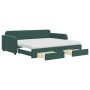 Sofá cama nido con cajones terciopelo verde oscuro 90x200 cm