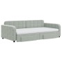 Sofá cama nido con cajones terciopelo gris claro 100x200 cm