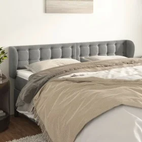 Cabecero de terciopelo gris claro 203x23x78/88 cm de vidaXL, Cabeceros y pies de cama - Ref: Foro24-3117644, Precio: 84,89 €,...