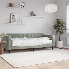 Sofá cama con colchón terciopelo gris claro 80x200 cm Sofá cama con colchón terciopelo gris claro 80x200 cm