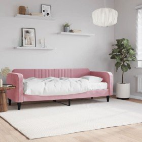 Sofá cama con colchón terciopelo rosa 80x200 cm Sofá cama con colchón terciopelo rosa 80x200 cm