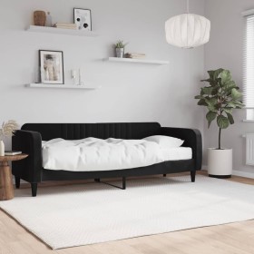 Sofá cama con colchón terciopelo negro 80x200 cm