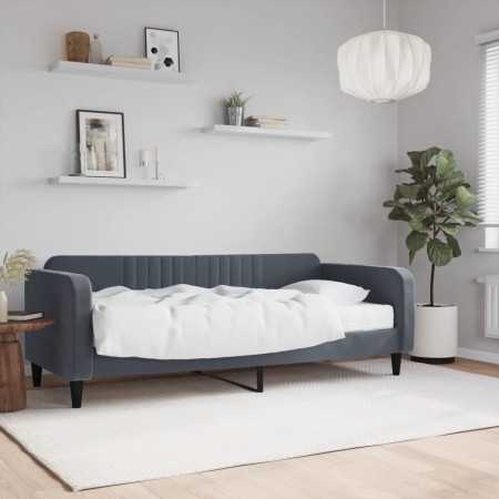 Sofá cama con colchón terciopelo gris oscuro 90x200 cm en Camas y somieres | Comprar online en Foro24