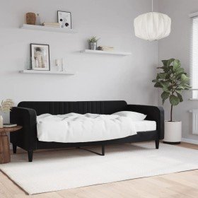 Sofá cama con colchón terciopelo negro 90x200 cm Sofá cama con colchón terciopelo negro 90x200 cm