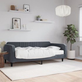 Sofá cama con colchón terciopelo gris oscuro 100x200 cm en Camas y somieres | Comprar online en Foro24