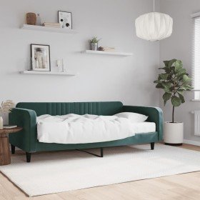 Sofá cama con colchón terciopelo verde oscuro 100x200 cm Sofá cama con colchón terciopelo verde oscuro 100x200 cm