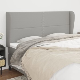 Headboard with light gray fabric ears 203x23x118/128 cm by vidaXL, Headboards and footboards - Ref: Foro24-3117838, Price: 11...