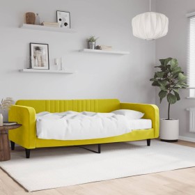 Sofá cama con colchón terciopelo amarillo 100x200 cm en Camas y somieres | Comprar online en Foro24