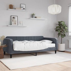 Sofá cama con colchón terciopelo gris oscuro 90x190 cm Sofá cama con colchón terciopelo gris oscuro 90x190 cm