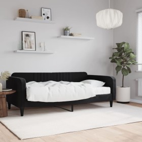 Sofá cama con colchón terciopelo negro 90x190 cm