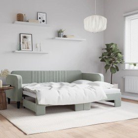 Sofá cama nido terciopelo gris claro 80x200 cm en Camas y somieres | Comprar online en Foro24