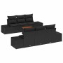 Conjunto de sofá de jardín con cojín 7 pcs Negro Poliratán