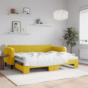 Sofá cama nido terciopelo amarillo 90x200 cm Sofá cama nido terciopelo amarillo 90x200 cm