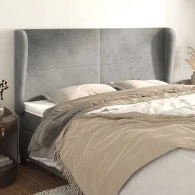 Headboard with light gray velvet ears 183x23x118/128 cm by vidaXL, Headboards and footboards - Ref: Foro24-3117736, Price: 11...