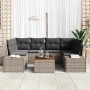 Conjunto de sofá de jardín con cojín 7 pcs Gris Poliratán