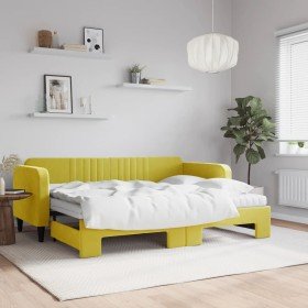 Sofá cama nido con cajones terciopelo amarillo 80x200 cm Sofá cama nido con cajones terciopelo amarillo 80x200 cm