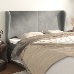 Kopfteil mit hellgrauen Samtohren 163x23x118/128 cm von vidaXL, Kopf- und Fußteile - Ref: Foro24-3117730, Preis: 122,20 €, Ra...