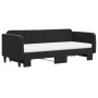 Sofá cama nido con colchón terciopelo negro 90x200 cm