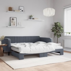 Sofá cama nido con colchón terciopelo gris oscuro 100x200 cm