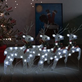 Renos de Navidad 4 unidades 80 LED plateado