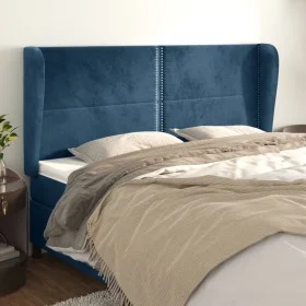Headboard with dark blue velvet ears 203x23x118/128 cm by vidaXL, Headboards and footboards - Ref: Foro24-3117886, Price: 115...