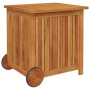 Caja de almacenaje de jardín ruedas acacia maciza 60x50x58 cm