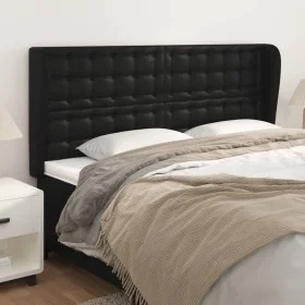 Headboard with ears black synthetic leather 203x23x118/128 cm by vidaXL, Headboards and footboards - Ref: Foro24-3118064, Pri...