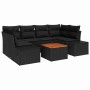 Conjunto de sofá de jardín con cojín 7 pcs Negro Poliratán