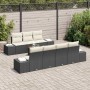 Conjunto de sofá de jardín con cojín 8 pcs Negro Poliratán