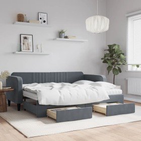 Sofá cama nido con cajones terciopelo gris oscuro 80x200 cm en Camas y somieres | Comprar online en Foro24