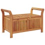 Banco almacenaje jardín con cojín madera maciza de acacia 91 cm