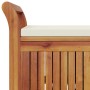 Banco almacenaje jardín con cojín madera maciza de acacia 91 cm