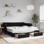 Sofá cama nido con cajones terciopelo negro 100x200 cm en Camas y somieres | Comprar online en Foro24