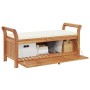 Banco almacenaje jardín con cojín madera maciza de acacia 126cm