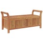 Banco almacenaje jardín con cojín madera maciza de acacia 126cm