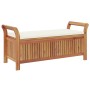 Banco almacenaje jardín con cojín madera maciza de acacia 126cm