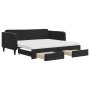Sofá cama nido con cajones terciopelo negro 90x190 cm
